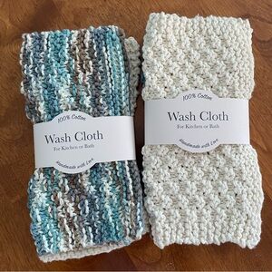 Set of Four Handmade Knitted Cotton Dishcloths